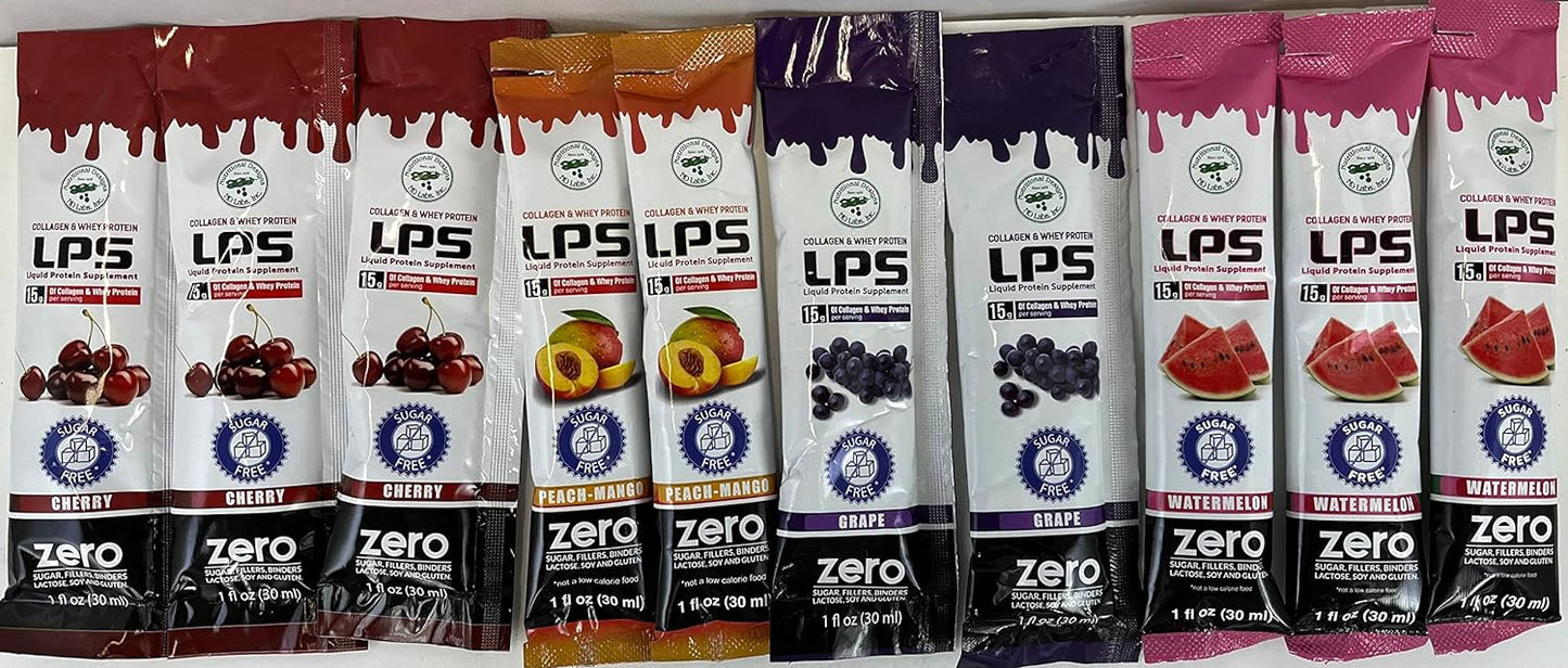 LPS Liquid Collagen & Whey Protein Supplement - Non-GMO Drink, Sugar-Free - Promotes Wound Healing, Healthy Skin & Hair for Men & Women Single Serve