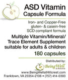 ASD VITAMIN Iron and Copper Free - Gluten & Casein Free - SCD Compliant formula
