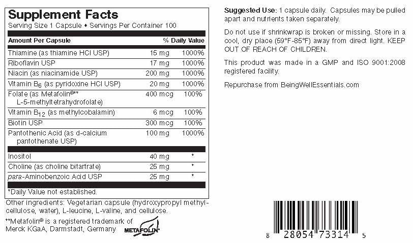 Clear Mind Essential B VITAMIN COMPLEX - 100 capsules- Yeast Free