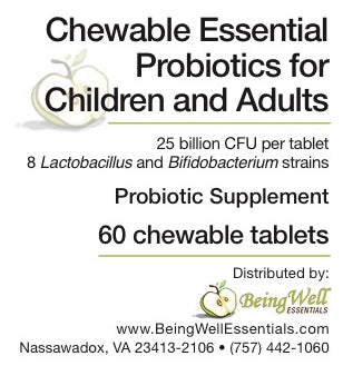 Chewable Essential Probiotics for Children & Adults - 60 tablets by Being Well Essentials