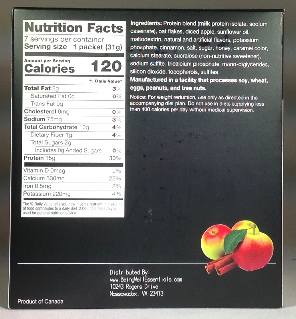 Proti Diet Oatmeal - SEVEN servings per box MAPLE BROWN SUGAR or APPLE CINNAMON