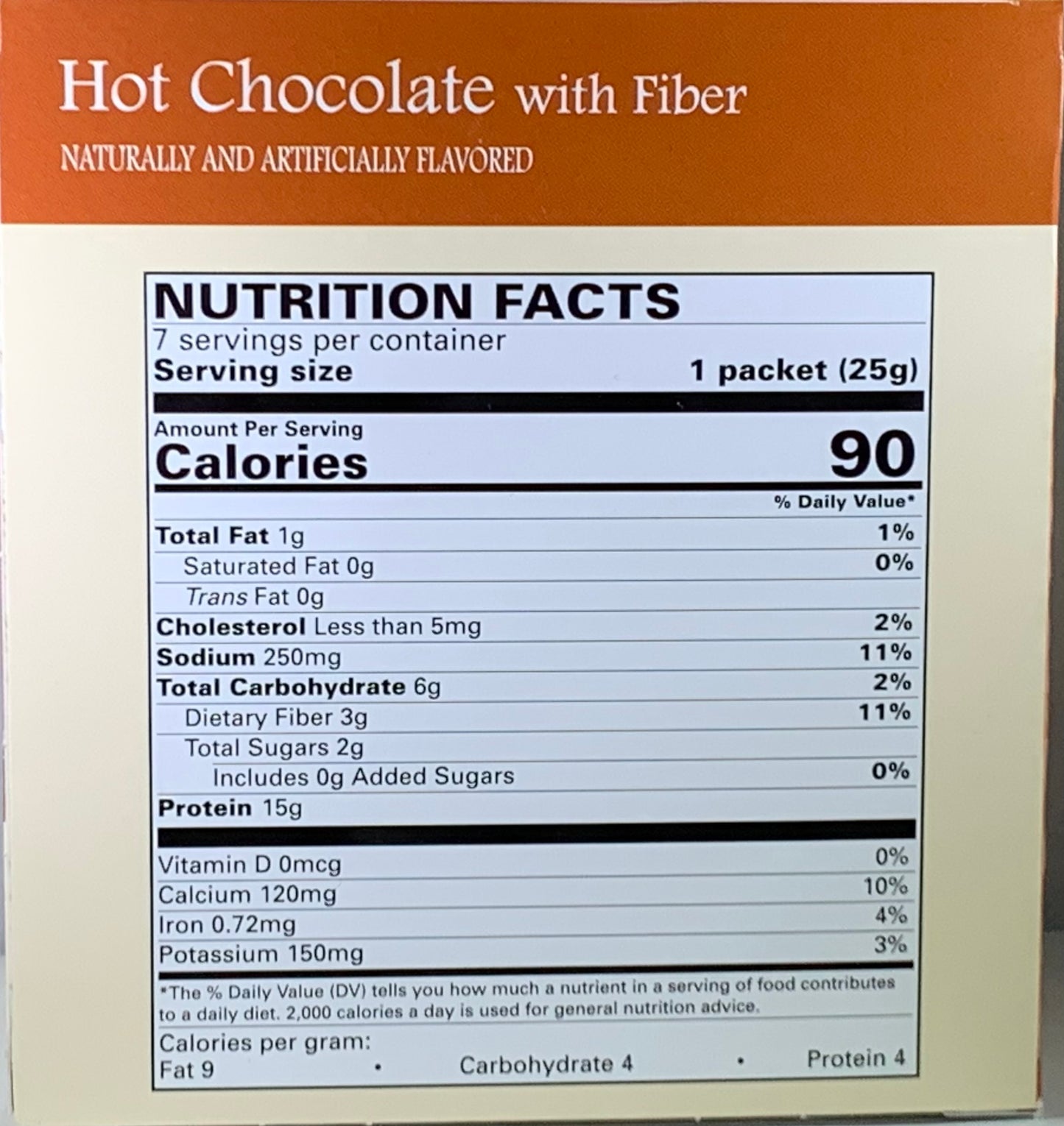 Proti Care Hot Chocolate with Fiber Drink - 7 servings - 90 calories - only 3g NET carbs