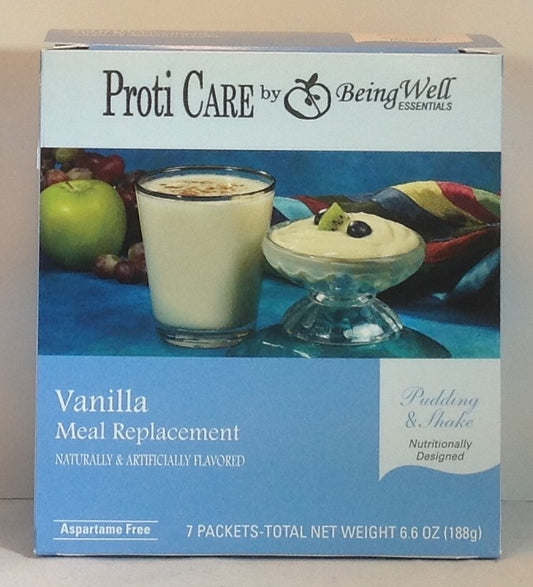 Proti Care Meal Replacement Pudding & Shake - Nine Flavors- Aspartame Free - 7 servings - 100 calories -15g protein