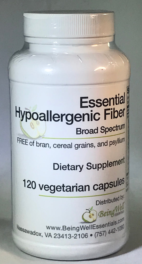 Essential Hypo-allergenic Broad Spectrum Fiber - FREE of bran, cereal grains, and psyllium - 120 vegetarian capsules