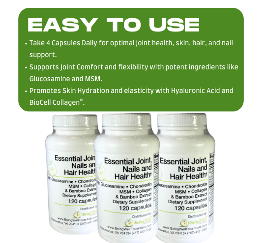 Essential Joint  Nails and Hair Health with Glucosamine, Condroitin ,  MSM, Collagen & Bamboo Extract 120 capsules