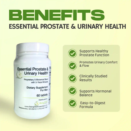 Prostate and Urinary Health Nutrition Supplement for Men | Supports Urinary & Prostate Health | 60 Capsules by Being Well Essentials