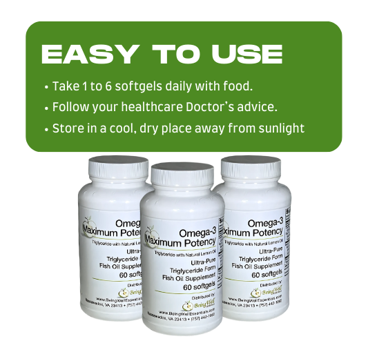 Omega-3 Ultra 1,000 mg EPA-DHA Ultra-Pure Triglyceride Form Fish Oil Supplement -Maximum Potency Ultra-Pure Fish Oil Supplement  60 Soft gels