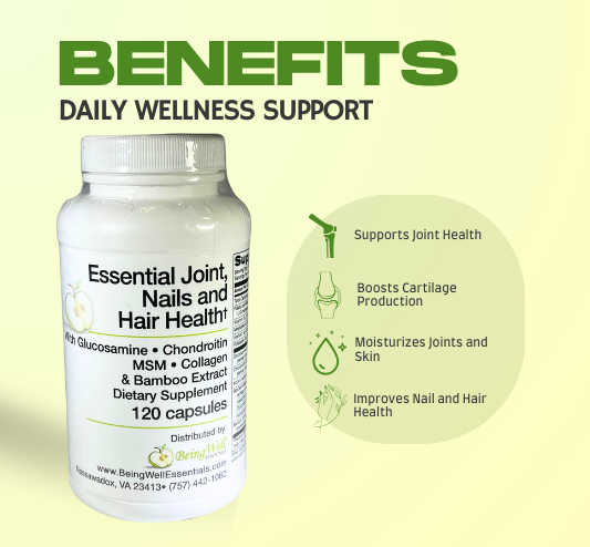 Essential Joint Nails and Hair Health with Glucosamine, Condroitin , MSM, Collagen & Bamboo Extract 120 capsules