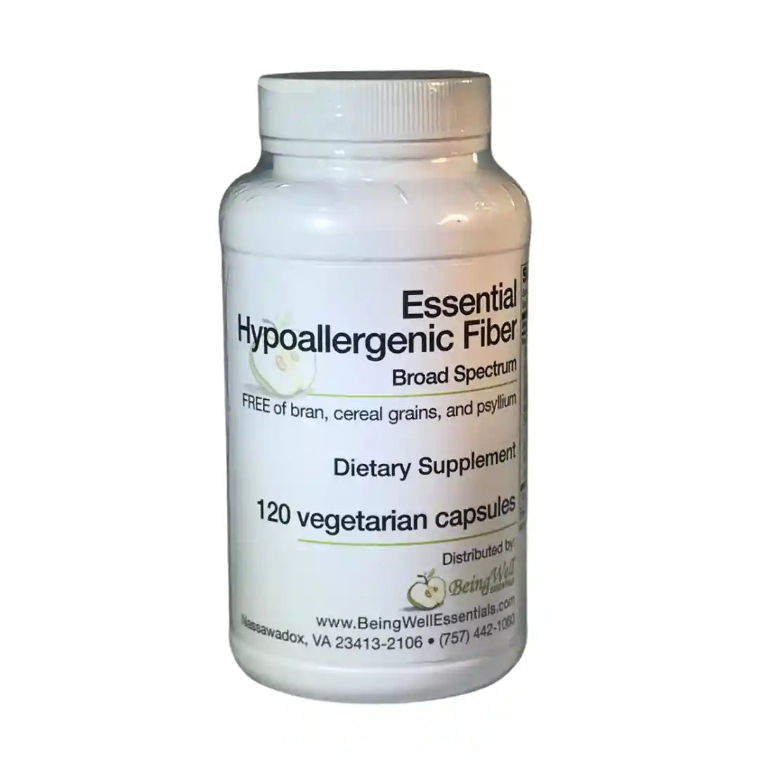 Essential Hypo-allergenic Broad Spectrum Fiber - FREE of bran, cereal grains, and psyllium - 120 vegetarian capsules