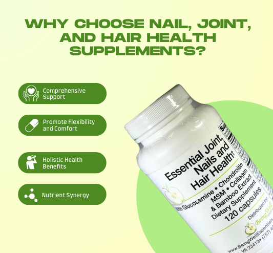 Essential Joint  Nails and Hair Health with Glucosamine, Condroitin ,  MSM, Collagen & Bamboo Extract 120 capsules