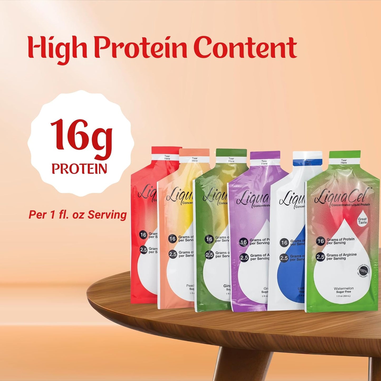 LiquaCel Concentrated Liquid Protein - 16grams Protein - 2.5grams Arginine - 90 Calories