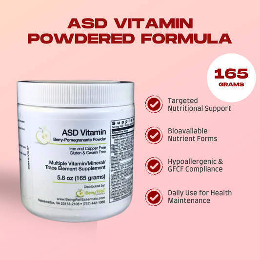 ASD Vitamin Powder Formula – Best Vitamins for Kids & Adults with Autism | Vitamin A & B12, Collagen Peptides | SCD & GFCF Compliant | Being Well Essentials (Copy)