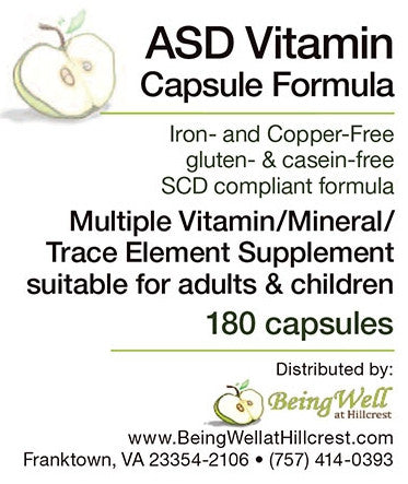 ASD Vitamin Capsule Formula – Best Vitamins for Kids & Adults with Autism | Vitamin A & B12, Collagen Peptides | SCD & GFCF Compliant | Being Well Essentials