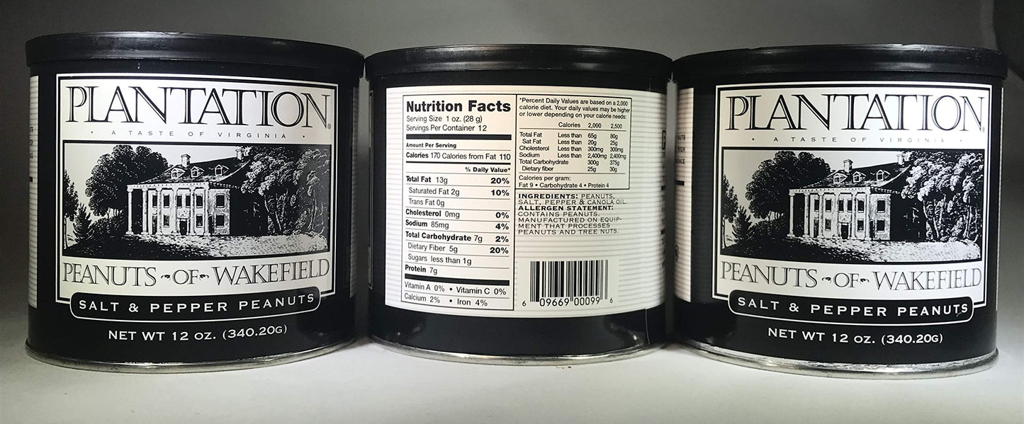 Plantation Peanuts of Wakefield TRIPLE PACKs -3x 10oz. tins