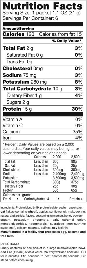 Proti Diet Oatmeal - SEVEN servings per box MAPLE BROWN SUGAR or APPLE CINNAMON