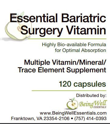 Bariatric Multivitamin with Iron – High Potency post surgery Supplement - 28 Essential Nutrients - Highly Bio-Available Formula -120 Capsules by Being Well Essentials