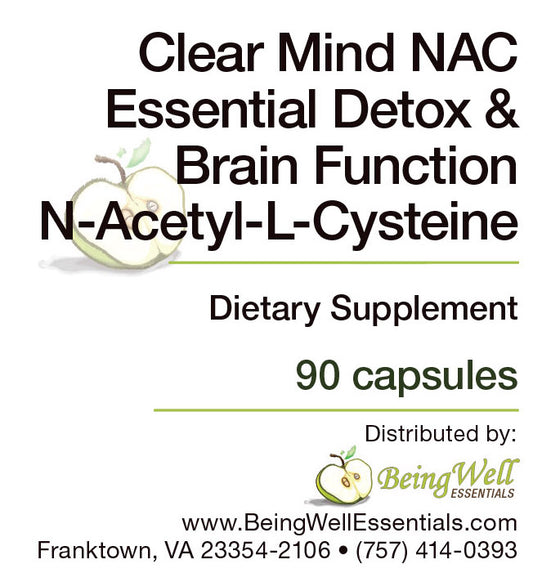Clear Mind NAC Essential Detox & Brain Function N-Acetyl-L-Cysteine - Dietary Supplement - 90 capsules