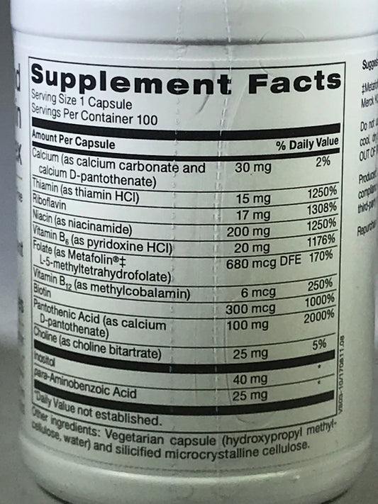 Clear Mind Essential B VITAMIN COMPLEX - 100 capsules- Yeast Free