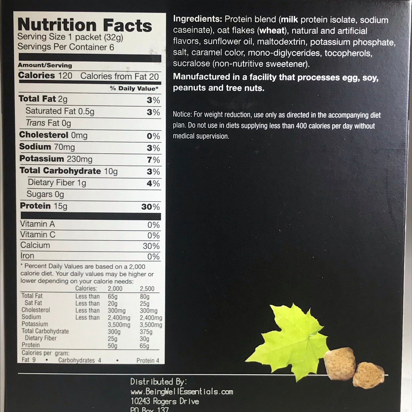 Proti Diet Oatmeal - SEVEN servings per box MAPLE BROWN SUGAR or APPLE CINNAMON