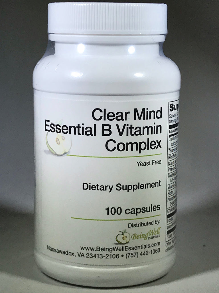 Clear Mind Essential B VITAMIN COMPLEX - 100 capsules- Yeast Free