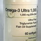 Omega-3 Ultra 1,000 mg EPA-DHA Ultra-Pure Triglyceride Form Fish Oil Supplement -Maximum Potency Ultra-Pure Fish Oil Supplement  60 Soft gels