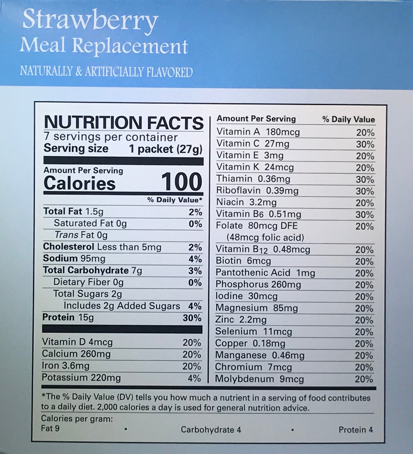 Proti Care Meal Replacement Pudding & Shake - Nine Flavors- Aspartame Free - 7 servings - 100 calories -15g protein
