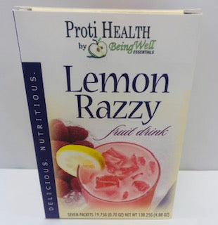 Proti Health Lemon Razzy Protein Fruit Drink Powder - 7 servings - only 70 calories - 15g protein