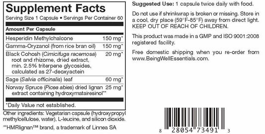 Essential Menopause Support with Black Cohosh dietary supplement for Women 60 capsules